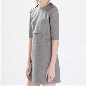 Zara houndstooth button dress
